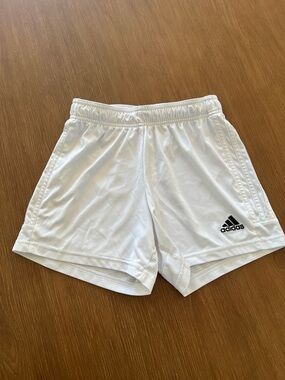 adidas White Athletic Shorts with Black Logo